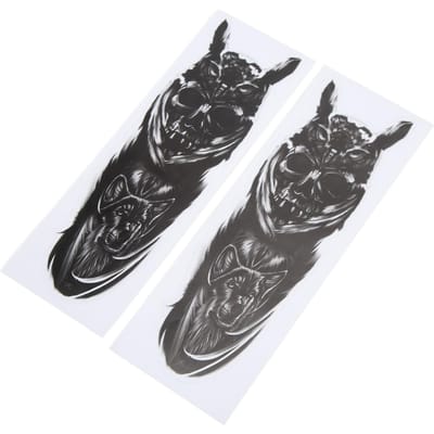 2 Pièces Autocollant d'Amortisseur de Moto Papier Autocollants de Modification Universels Forte Adhésivité Crâne Loup