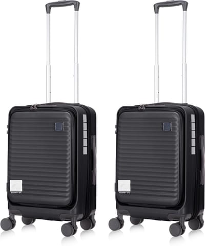 Praag Reiskofferset 2-delig - 2 x 39L - Handbagage koffer - Lichtgewicht & Uitbreidbare Opbergruimte - Laptopvak & TSA Slot - Perfect Voor Vliegtuig en Weekendtrips - Zwart