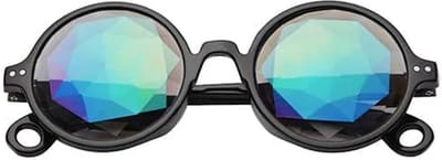 Freaky Glasses® - Premium caleidoscoop bril - Spacebril - Festival bril - Zwart - Diamond flower