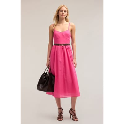 Motivi Voile Dress With Back Cut-out Fuchsia Size: 32 | Midi Dresses Outlet | Dames | Roze