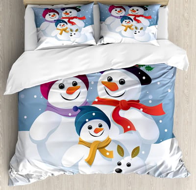 ABAKUHAUS Snowman dekbedovertrek voor eenpersoonsbedden, mijtbestendig geschikt voor allergiepatiënten met kussensloop, 130 x 200 cm, meerkleurig