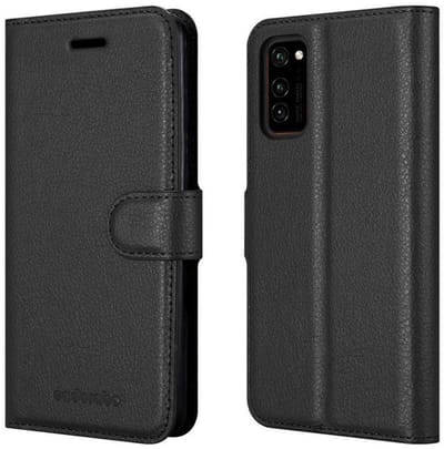Cadorabo Hoesje geschikt voor Honor View 30 in PHANTOM ZWART - Beschermhoes met magnetische sluiting, standfunctie en kaartvakje Book Case Cover Etui