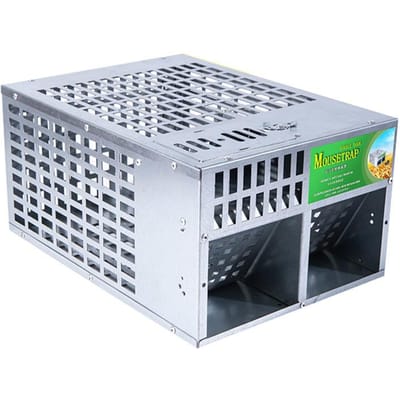 Muisval Volautomatisch Sterk Metaal Grote Handgreep Dubbele Deur Hoge Veiligheid Muizenval Groot Formaat Large Size with 2 Doors(11.8x8.7x5.9in)