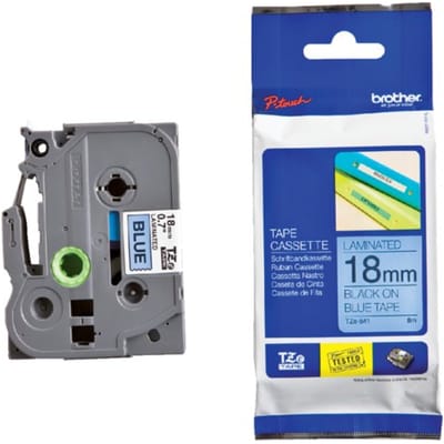 Labeltape Brother P-touch TZe-541 standaard 18mm zwart op blauw