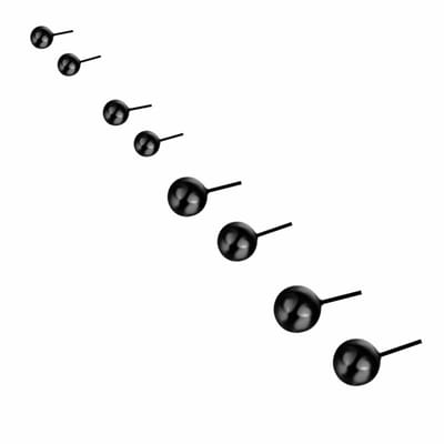 4 paar- Oorknopjes-Zwart- Kunststof- Allergievrij- 2-3-4-en 5 mm-Charme Bijoux