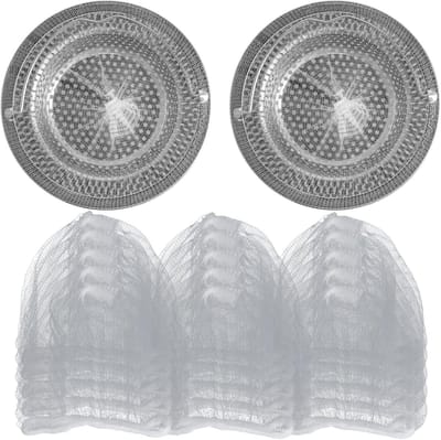 RVS Keukenafvoerfilter met Handvat - 2 Stuks Anti-verstopping, Haarvanger en Wegwerp Netjes voor Afval en Etenresten - Keukenaccessoires voor Efficiënte Afvoer
