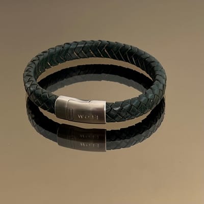 FlowJewels - Wolf Men - heren armband - leer - stainless steel