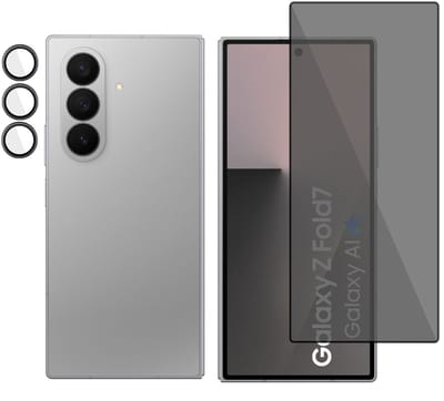 TechNow Privé Screenprotector + Camera Screen geschikt voor Samsung Galaxy Z Fold 7 Screenprotector - Privacy Beschermglas - Rounded - Privacy Proteqt+
