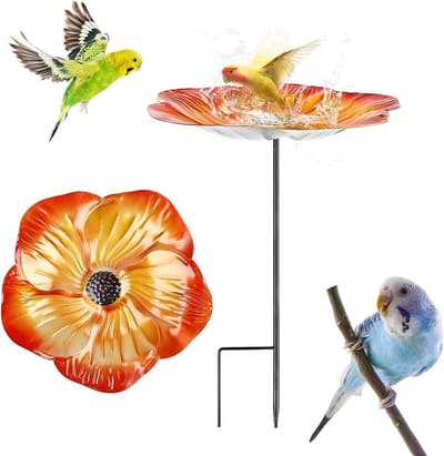 Stijlvolle Vogelbad voor de Tuin - Winterbestendig Met Grondpen en Metalen Kom voor Vogels in de Achtertuin