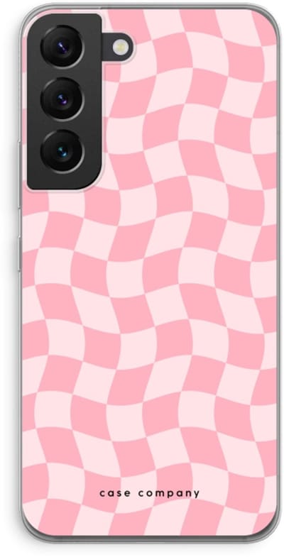 Case Company® - Hoesje geschikt voor Samsung Galaxy S22 hoesje - Grid Roos - Soft Cover Telefoonhoesje - Bescherming aan alle Kanten en Schermrand