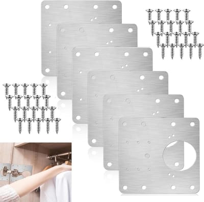 Scharnierreparatieplaat 6 stuks voor kastdeuren met schroeven - kastscharnier voor meubels en ramen