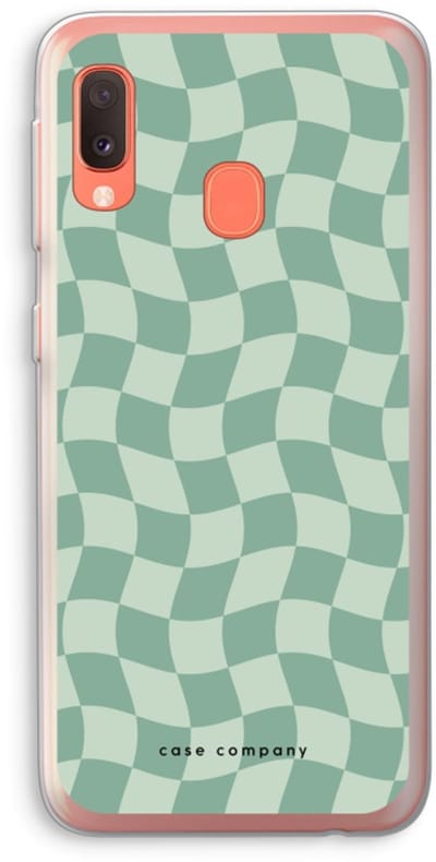 Case Company® - Hoesje geschikt voor Samsung Galaxy A20e hoesje - Grid Groen - Soft Cover Telefoonhoesje - Bescherming aan alle Kanten en Schermrand