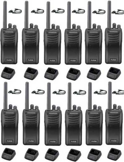 Set van 12 stuks Kenwood TK-3501 PMR446 met D-shape oortje en tafelladers