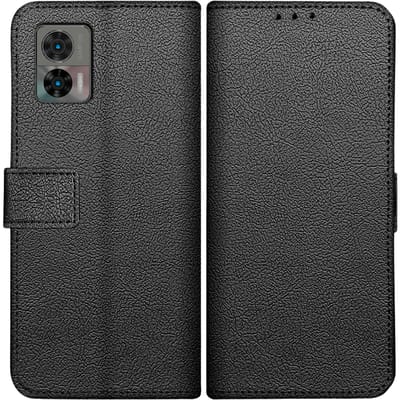 Just in Case Edge 30 Neo Leren Portemonnee Hoesje Zwart