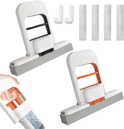 Mini Vouwbare Desktop Mop Set van 2 Stuks voor Keuken, Badkamer en Auto - Ideaal voor Nat en Droog Schoonmaken van Glas en Werkbladen
