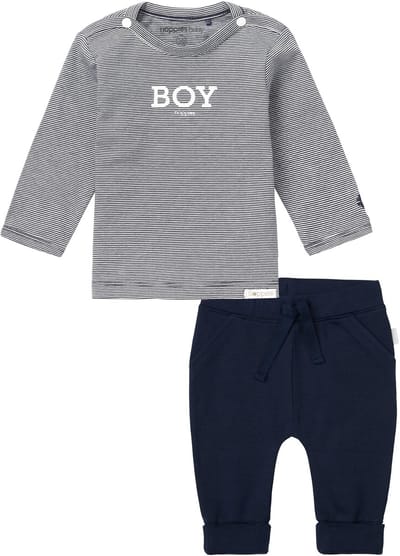 Noppies - Kledingset - 2delig - Broek Naupli donkerblauw - Shirt Newman gestreept - Maat 68