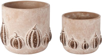 Dekoratief | Set 2 bloempotten 'Pumpkin Patch', grijs, cement, 20x20x17cm | A265006