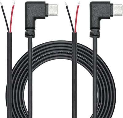 USB C naar 2-pins Bare Wire Open End Kabel 2 m - 90 Graden Hoekontwerp voor Doe-Het-Zelf Projecten