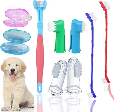 Complete Set van 9 Vinger Tandenborstels voor Honden, 360-Graden Tandenborstel voor Eenvoudige Tandreiniging, Verwijder Slechte Adem en Tandplak