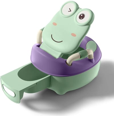 Froadp Potje voor kinderen Babypotje WC/toilet Zindelijkheidstraining Kikkerontwerp Toilet trainer Baby Kindertoilet Toiletbril Toiletbril met rugleuning, handgrepen, afneembare bak (type A, groen)