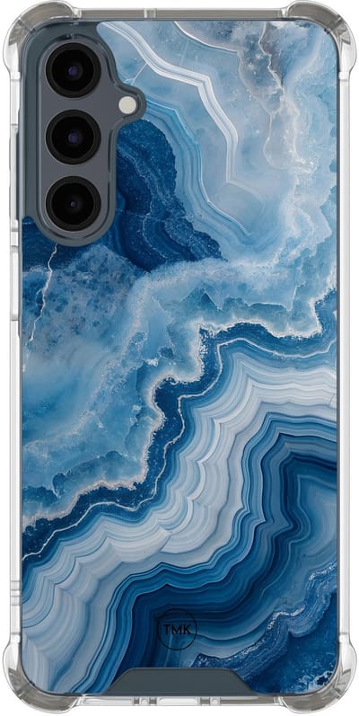 Shockproof hoesje geschikt voor Samsung Galaxy A16 - Skystone marble - Schokbestendig - Verhoogde randen - TPU case - Extra Sterke Back Cover - Marmer - Transparant, Blauw