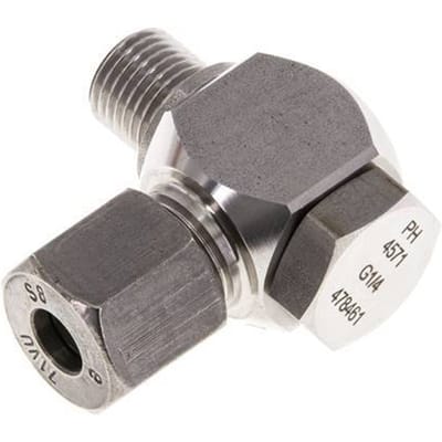 8S & G1/4'' RVS Swivel Joint Snijringkoppeling Buitendraad 400bar Draaibaar ISO 8434-1