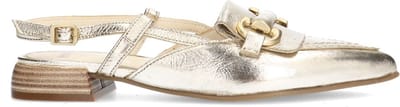 Manfield - Dames - Gouden leren slingbacks met bandje - Maat 37