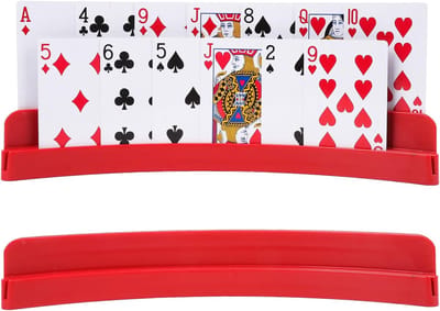 Speelkaarthouder - 2 Stuks - Kaarthouder - 29 cm - Speelkaartenhouder - Kaarthouder - Kaartenhouder voor Bordspellen, Kaartspellen & Familiespel - Gebogen - Rood