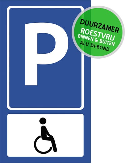 Pictogram/ bord XL Dibond | Parking invaliden | 27 x 50 cm | Bord E9a | Gehandicapten | Invalide | Parkeerplaats | Rolstoel | Mindervaliden | 1 stuk