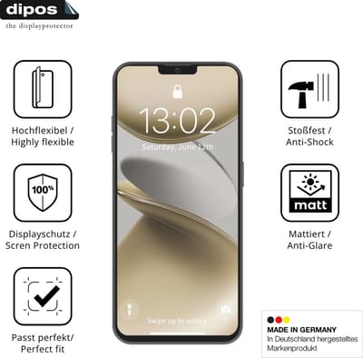 dipos FLEX – 2x Matte Screenprotector geschikt voor GFive Note 25 | Volledige Schermbescherming | Case-Friendly