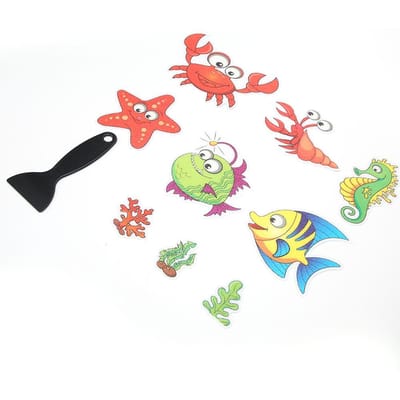 Dessin Animé Animal Mignon Salle de Bain Autocollant Antidérapant Imperméable Autocollant pour Baignoire Escaliers pour Sécurité red