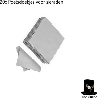 Bob Online sieraden poetsdoekjes-20 stuks 8x8cm-Zilver en goud poetsen