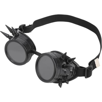 ABS Industrieel Vintage Spiked Steampunk Unieke Bril Fietsbril Dubbellaags Winddicht Zonnebril Zwart Black black