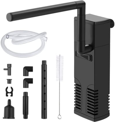 TOVBMUP Aquarium pomp - Ingebouwde aquariumfilter - 4W - 300L/H - Met kleine borstel - Geschikt voor 60L aquaria