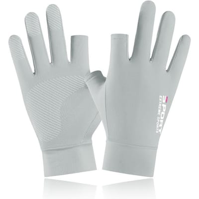 IJszijden zonwerende handschoenen heren zomer dun antislip ademend buiten rijden autorijden vissen ontblote tweeënhalve vinger handschoenen One size