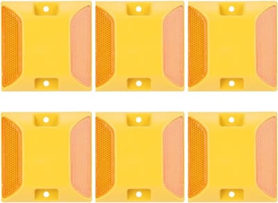 6-delige set wegmarkeringen, dubbele gele plastic reflectoren voor straatverharding en opritmarkering