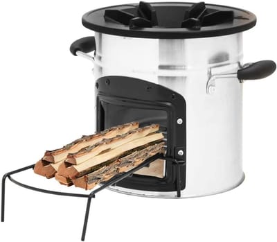 Camping Houtkachel - Buitenhaard - Buiten Koken - Uitschuifbaar Schap - 45x33x25 cm - Zilver
