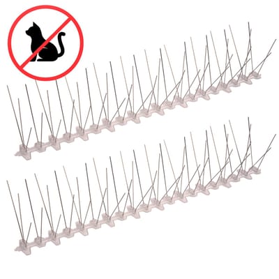 ONE FPP Kattenpinnen - Kattenwering - Kattenverjager - Kunststof - Duivenpinnen - Duivenverjager - Duivenwering - Vogelpinnen - Anti katten klim strip - Tuin - 2 stuks = 100 cm