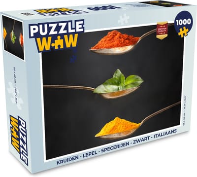 Puzzel Kruiden - Lepel - Specerijen - Zwart - Italiaans - Legpuzzel - Puzzel 1000 stukjes volwassenen
