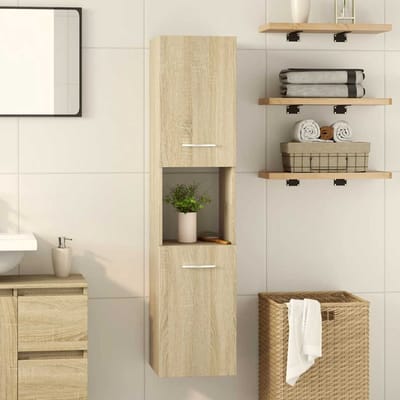 vidaXL - Badkamerkast - 30x30x130 - cm - spaanplaat - sonoma - eikenkleurig