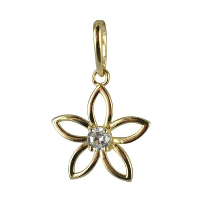 New Bling 9NBSAM-G200231 Gouden Hangertje - Bloem - Zirkonia - 11 mm Doorsnee - 14 Karaat - Bedel - Goud