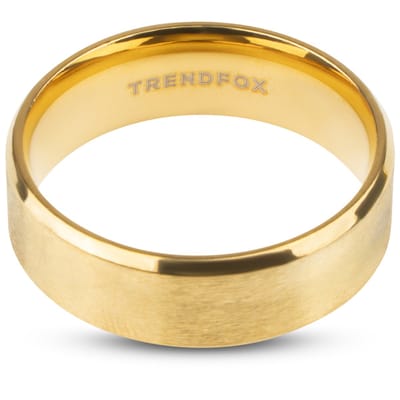 Heren Ring Goud Kleurig met Gepolijste Rand - Staal - Ringen Mannen - Papa Cadeau Voor Mannen - Vaderdag