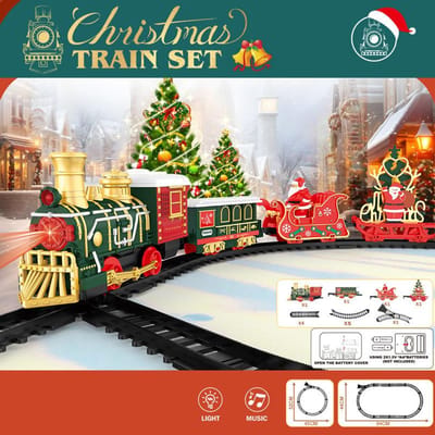 Muziek Licht Kinder Kersttreinset Doe-het-zelf Gemonteerd Elektrisch Treinmodel Spoorelementen Speelgoed Voor Kinderen Kerstcadeaus
