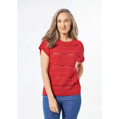 Tricot topje met boothals - rood - Gr. 22 van Goldner Fashion