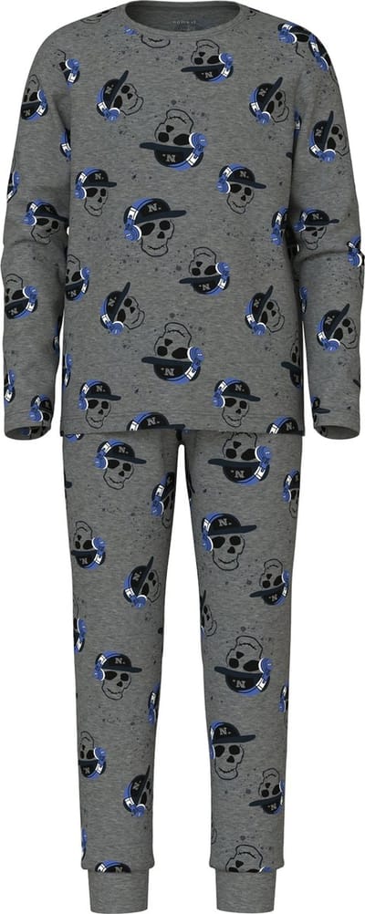 Name it jongens pyjama - Skull - 164 - Grijs