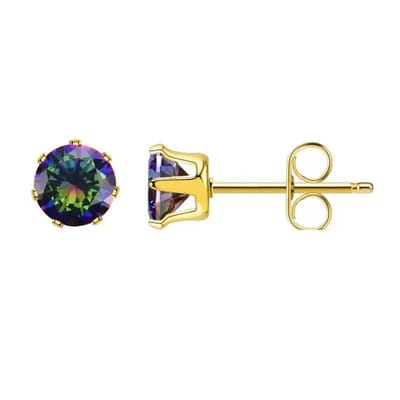 Aramat Jewels | Oorbellen | Multicolor Zirkonia Oorbellen | Goudkleur / 3mm | | | Staal | Kinderen, Volwassenen | Verkleurd niet