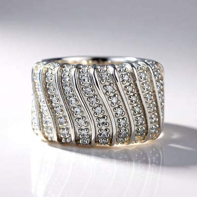 Cavill - Elegante Zilveren Ring - 925 Sterling Zilver - 64 Briljant Geslepen Zirkonen 0,442 Ct - Pavé Steenzetting - Stijlvolle Damesring