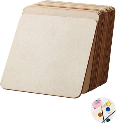 Houten Vierkanten - Decoratie Platen - Handwerk Projecten - 2.5mm Dik Materiaal - 10x10 cm - Natuurlijk Hout