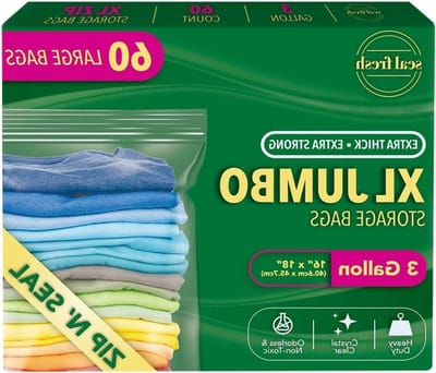 Grote opbergzakken - XXL ritszakken - Huishouden organiseren - Beschrijfbaar label - 3 gallon 60 stuks - Groen