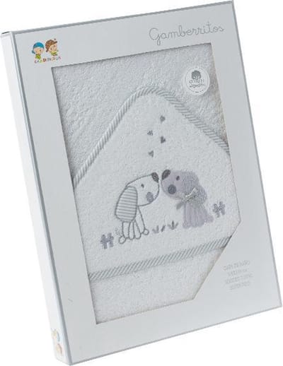 Gamberritos Badcape Hondjes 100 X 100 Cm Katoen Wit/grijs